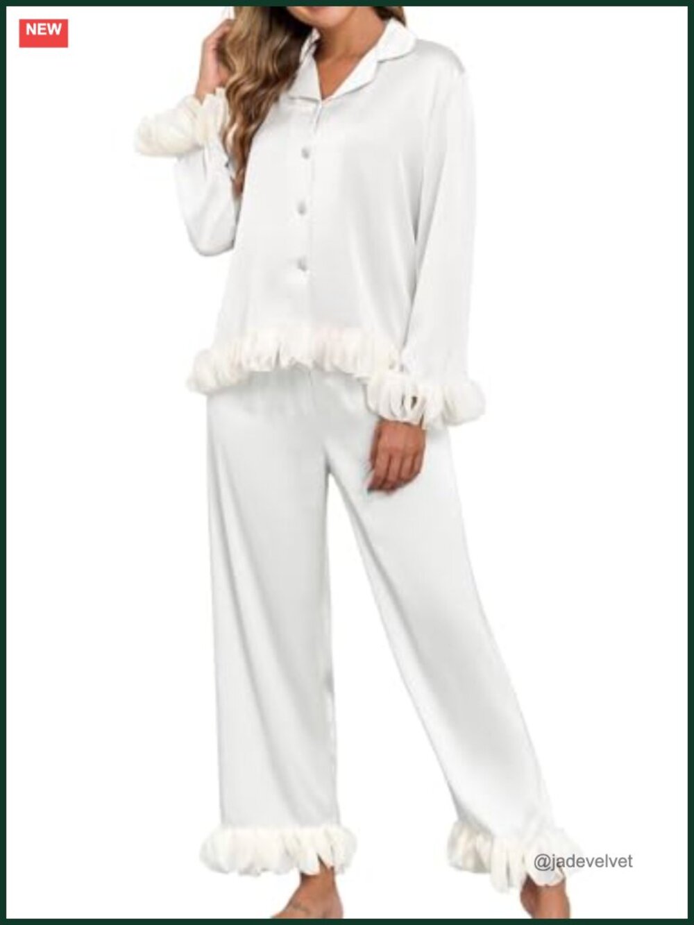 Women's Silk Pajamas Set Long Sleeve Satin Button Up Sleepwear